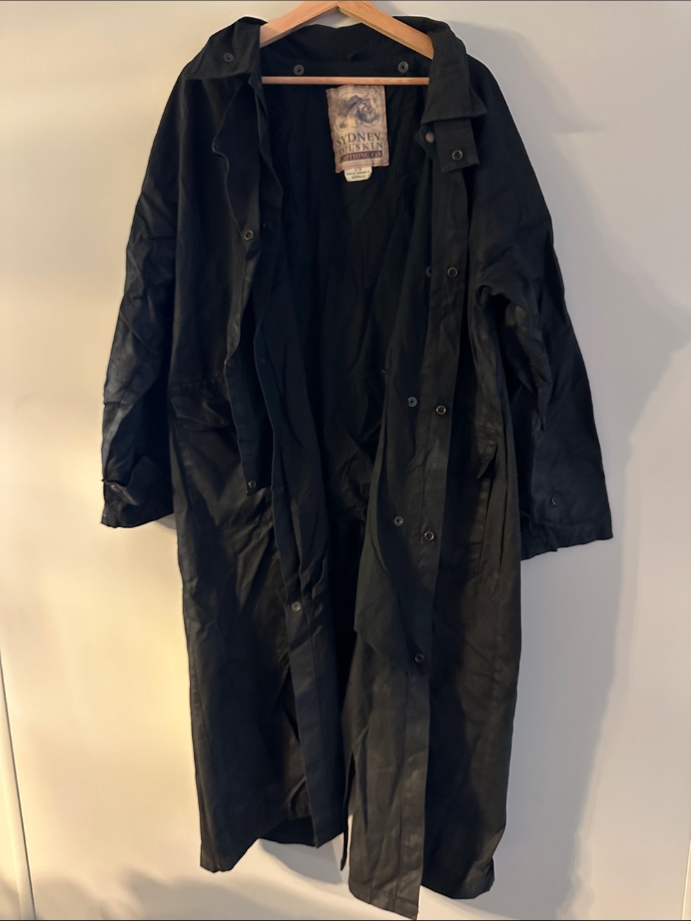 Sydney Oilskin Black Waxed Trench Coat